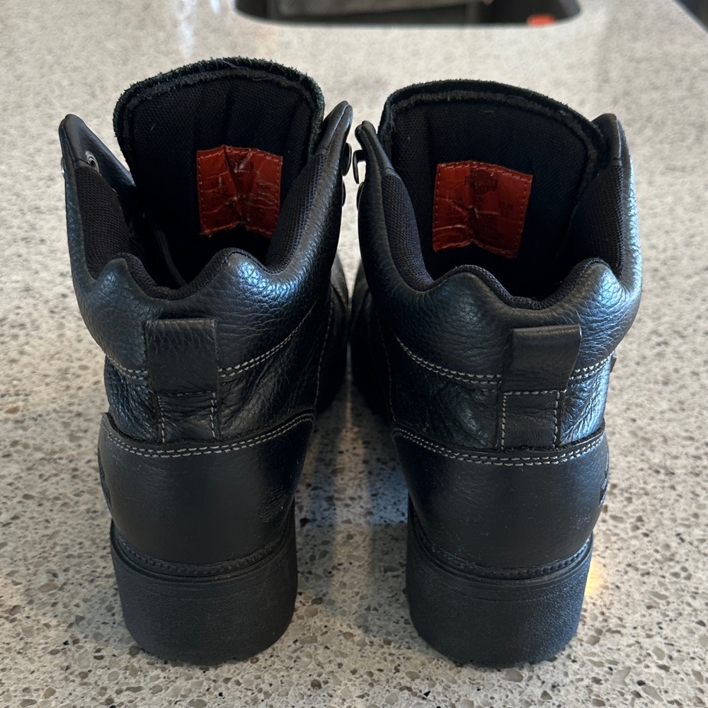 Harley Davidson Black Leather Lace-Up Riding Boots - Picture 2 of 5